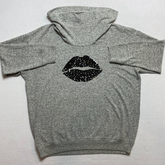 Torrid Sequin Lip Knit Sweater Women's 2X Gray Super Soft Cowl Neck NEW - Picture 1 of 11